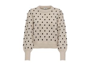 5715502301085 - JDY Rundhalspullover JDYSIGRID LIFE L S ON PUFF PULL KNT NOOS Cement W BLACK DOTS Gepunktet Grau - Gr XL