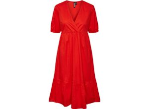 5715505210711 - PIECES Blusenkleid Halbarm für Damen rot M