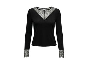 5715506813942 - JDY Langarmshirt JDYROXY L S LACE TOP JRS NOOS Black Unifarben Schwarz - Gr M