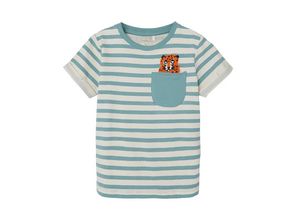 5715507181231 - - T-Shirt NMMDOW TIGER STRIPES in mineral blue Gr92