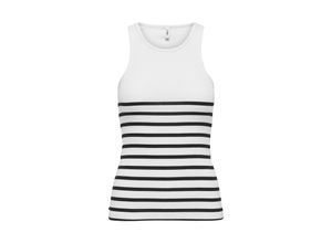 5715507691167 - ONLY Tank Top ONLKENYA RIB STRIPE TANK TOP JRS NOOS Bright White BLACK Gestreift Weiß - Gr S