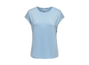 5715508560110 - ONLY T-Shirt ONLTHEA LIFE S S LACE MIX TOP JRS Clear Sky Unifarben Blau - Gr M