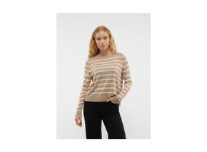 5715509093440 - VERO MODA Strickpullover Nova Silver Mink Birch Gestreift Braun - Gr XS