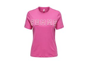 5715509855260 - ONLY T-Shirt Nanna Life Strawberry Moon Femme Unifarben Pink - Gr M