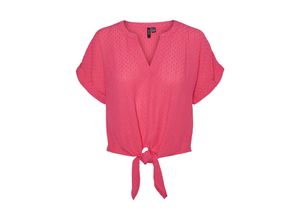 5715510277440 - VERO MODA Cropped Top VMGABBI SS CROPPED TIE TOP WVN GA Raspberry Sorbet Unifarben Pink - Gr M