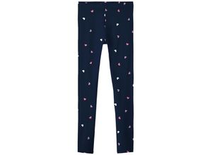 5715510398534 - - Leggings NKFVIVIAN HEARTS AOP in dark sapphire Gr146