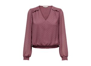 5715510402767 - ONLY Blusenshirt ONLELMIRA LIFE NEW DOBBY L S TOP WVN Rose Brown Unifarben Pink - Gr S