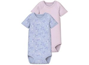 5715510411806 - - Kurzarm-Body NBFBODY FLOWER 2er Pack in blau rosa Gr92