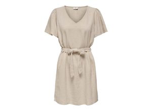 5715510643351 - JDY Leinenkleid Say Oatmeal MELANGE Unifarben Beige - Gr M