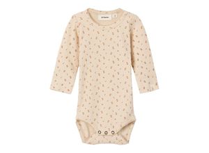 5715510756044 - Lil Atelier - Langarmbody NBFGAGO LIL FLOWERS in fog grey Gr74