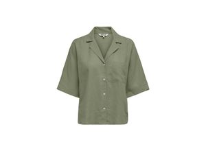 5715511371253 - ONLY Leinenhemd ONLTOKYO LIFE SS LINEN BL SHIRT PNT NOOS Oil Green Unifarben Grün - Gr XL