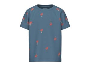 5715511400892 - - T-Shirt NMMHELUR PALMS in provincial blue Gr104