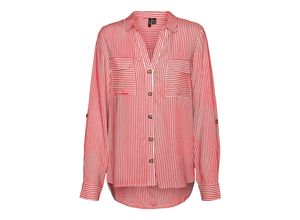 5715512001210 - VERO MODA Hemdbluse VMBUMPY L S SHIRT NEW WVN GA NOOS Cayenne Snow White Gestreift Rot - Gr XS