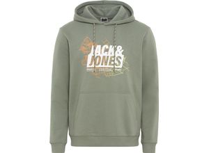 5715512798288 - ORIGINALS by JACK & JONES Hoodie Kängurutasche Gummi-Print für Herren grün M