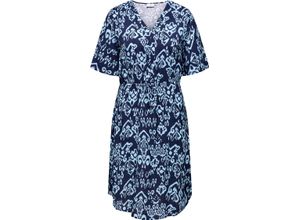 5715512814285 - ONLY CARMAKOMA Blusenkleid 3 4-lang Ethno-Muster für Damen blau 48