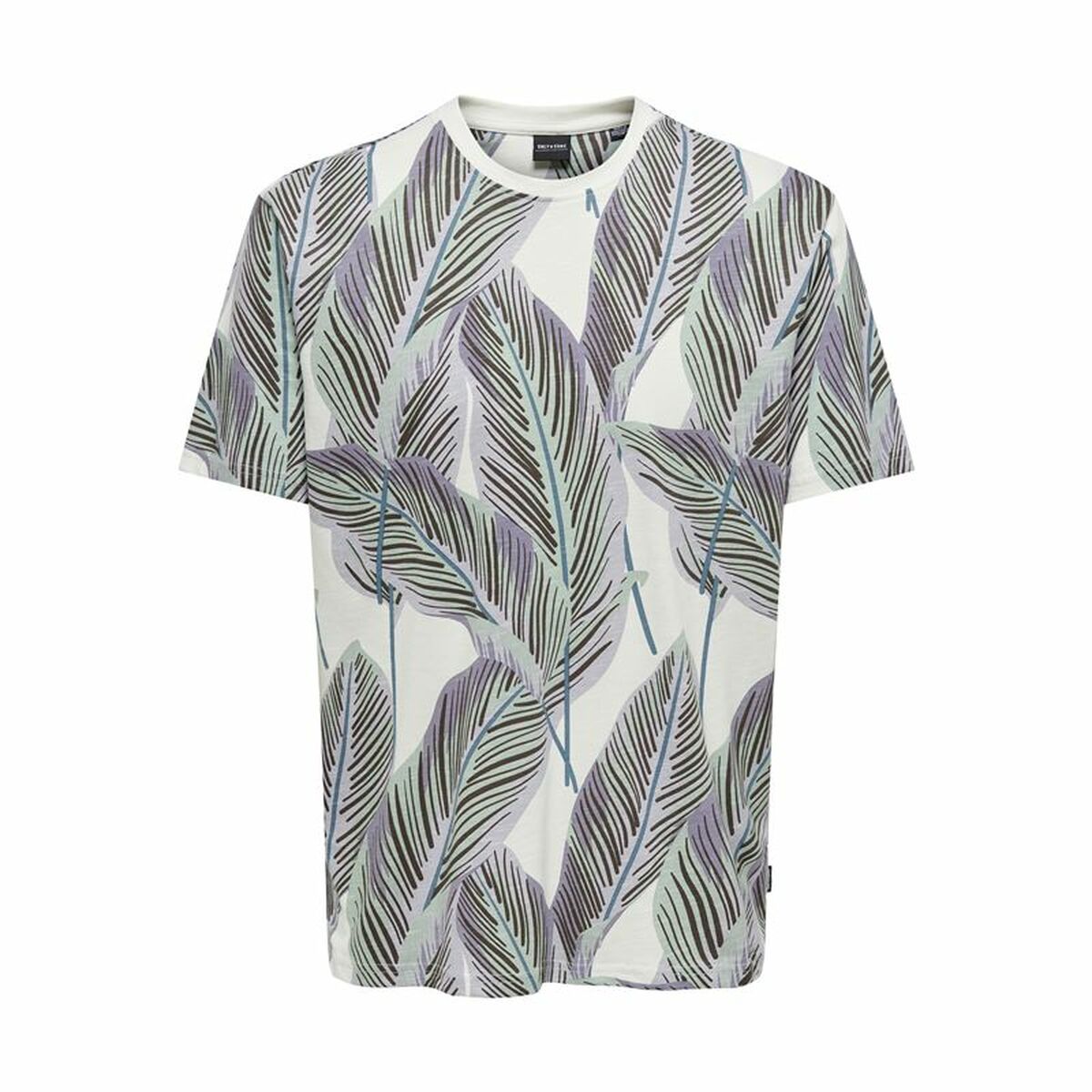 5715513973233 - Herren Kurzarm-T-Shirt Onskobe Reg Banana Leaf Blau Weiß