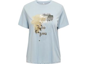 5715514769927 - ONLY T-Shirt Free Life Print Cashmere Blue Stay true Motivprint Blau - Gr M