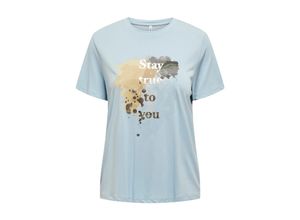 5715514769941 - ONLY T-Shirt Free Life Print Cashmere Blue Stay true Motivprint Blau - Gr S