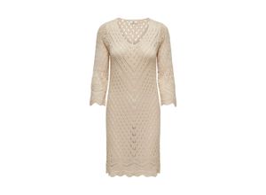 5715515556892 - JDY Strickkleid JDYSUN 3 4 V-NECK DRESS KNT Tapioca Unifarben Beige - Gr S