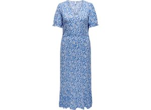 5715515932511 - ONLY CARMAKOMA Sommerkleid V-Ausschnitt Halbarm für Damen blau 48