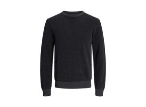 5715516283360 - JACK & JONES Rundhalspullover JJEGLOBE KNIT CREW NECK NOOS Dark Grey Melange Unifarben Grau - Gr L