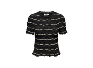 5715517286889 - ONLY Rundhalsshirt Annasofia Life Black Birch Gestreift Schwarz - Gr XS