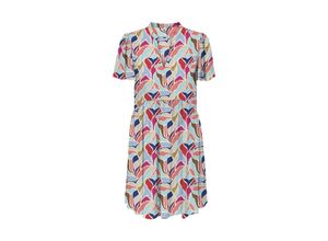 5715518039460 - JDY Minikleid JDYSTARR LIFE S S V-NECK DRESS WVN DIA Cloud Dancer 02-24-18 FUCHSIA PURPLE GRAPHIC WeiteresMuster Bunt - Gr 36