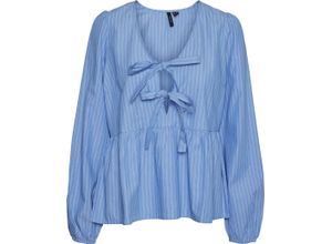 5715518168580 - VERO MODA® Bluse Streifen Ballonärmel für Damen blau XL