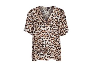 5715518309709 - VERO MODA V-Shirt Easy Joy Tan Leo Animalprint Beige - Gr XS