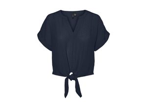 5715518399892 - VERO MODA Cropped Top VMGABBI SS CROPPED TIE TOP WVN GA Navy Blazer Unifarben Blau - Gr XS