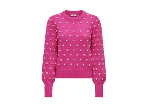 5715520434338 - JDY Rundhalspullover JDYSIGRID LIFE L S ON PUFF PULL KNT NOOS Rose Violet W CEMENT DOTS Gepunktet Pink - Gr S