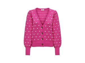 5715520443101 - JDY Cardigan JDYSIGRID LIFE L S VNECK STRUC CARDI KNT Rose Violet W CEMENT DOTS Gepunktet Pink - Gr S