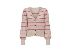 5715520443118 - JDY Cardigan JDYSIGRID LIFE L S VNECK STRUC CARDI KNT Cement W ROSE VIOLET STRIPES Gestreift Grau - Gr M