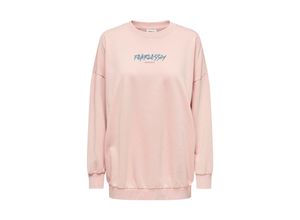 5715600684646 - ONLY Sweatshirt ONLLUCINDA L S AUTENTIC O-NECK SWT Silver Pink Fearless ranch Motivprint Pink - Gr S