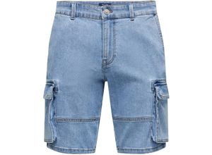 5715601487338 - ONLY & SONS Jeansshorts Cargo-Style Waschung für Herren blau L