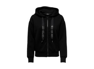 5715601512412 - ONLY Sweatjacke ONLFANCY L S ZIP HOOD STRING SWT Black Studs+rhinestones Unifarben Schwarz - Gr M