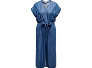 5715601552227 - ONLY CARMAKOMA Jumpsuit V-Ausschnitt Denim-Look für Damen blau 52 32