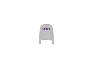 5715601617445 - ONLY Sweatshirt Lisa Light Grey Lucky Motivprint Grau - Gr L