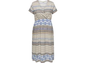 5715601731950 - ONLY CARMAKOMA Sommerkleid Kurzarm Wickel-Ausschnitt für Damen beige 48