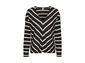 5715603022735 - VERO MODA Langarmshirt VMOTILJE L S V-NECK TOP JRS BTQ GA Black BIRCH & GOLD Gestreift Schwarz - Gr M