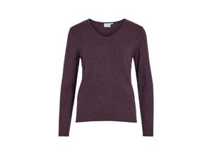 5715604868073 - VILA V-Pullover VIRIL V-NECK L S KNIT TOP - NOOS Plum Perfect DARK MELANGE Unifarben Lila - Gr XS