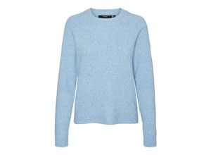 5715605112953 - VERO MODA Rundhalspullover VMDOFFY LS O-NECK BLOUSE GA NOOS Blue Jasper MELANGE Unifarben Blau - Gr XS