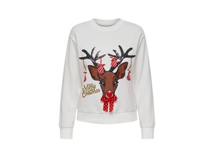 5715605229552 - JDY Weihnachts-Sweater JDYPARIS L S XMAS SWEAT JRS ATK Cloud Dancer REINDEER Motivprint Weiß - Gr S