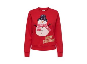 5715605229576 - JDY Weihnachts-Sweater JDYPARIS L S XMAS SWEAT JRS ATK True Red SNOWMAN Motivprint Rot - Gr S