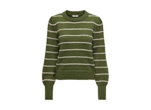 5715606196983 - JDY Rundhalspullover JDYSIGRID LIFE L S ON PUFF PULL KNT NOOS Winter Moss W CEMENT STRIPES Gestreift Grün - Gr XS