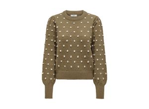 5715606197249 - JDY Rundhalspullover JDYSIGRID LIFE L S ON PUFF PULL KNT NOOS Malt Ball W CEMENT DOTS Gepunktet Braun - Gr XL