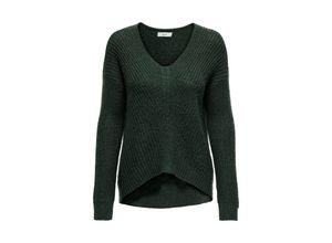 5715607714650 - JDY V-Pullover JDYNEW MEGAN L S PULLOVER KNT NOOS Scarab W BLACK PLY Unifarben Grün - Gr S