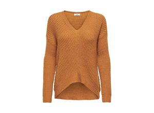 5715607714667 - JDY V-Pullover JDYNEW MEGAN L S PULLOVER KNT NOOS Sudan Brown W WHITE PLY Unifarben Orange - Gr S