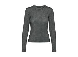 5715607724451 - VERO MODA Langarmshirt VMCHLOE LS LUREX SHORT TOP JRS Black SILVER LUREX Unifarben Schwarz - Gr M