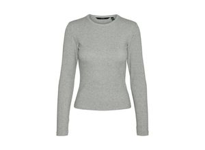 5715607724468 - VERO MODA Langarmshirt VMCHLOE LS LUREX SHORT TOP JRS Light Grey Melange SILVER LUREX Unifarben Grau - Gr M